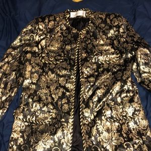 Evan Picone black dress jack with gold designs